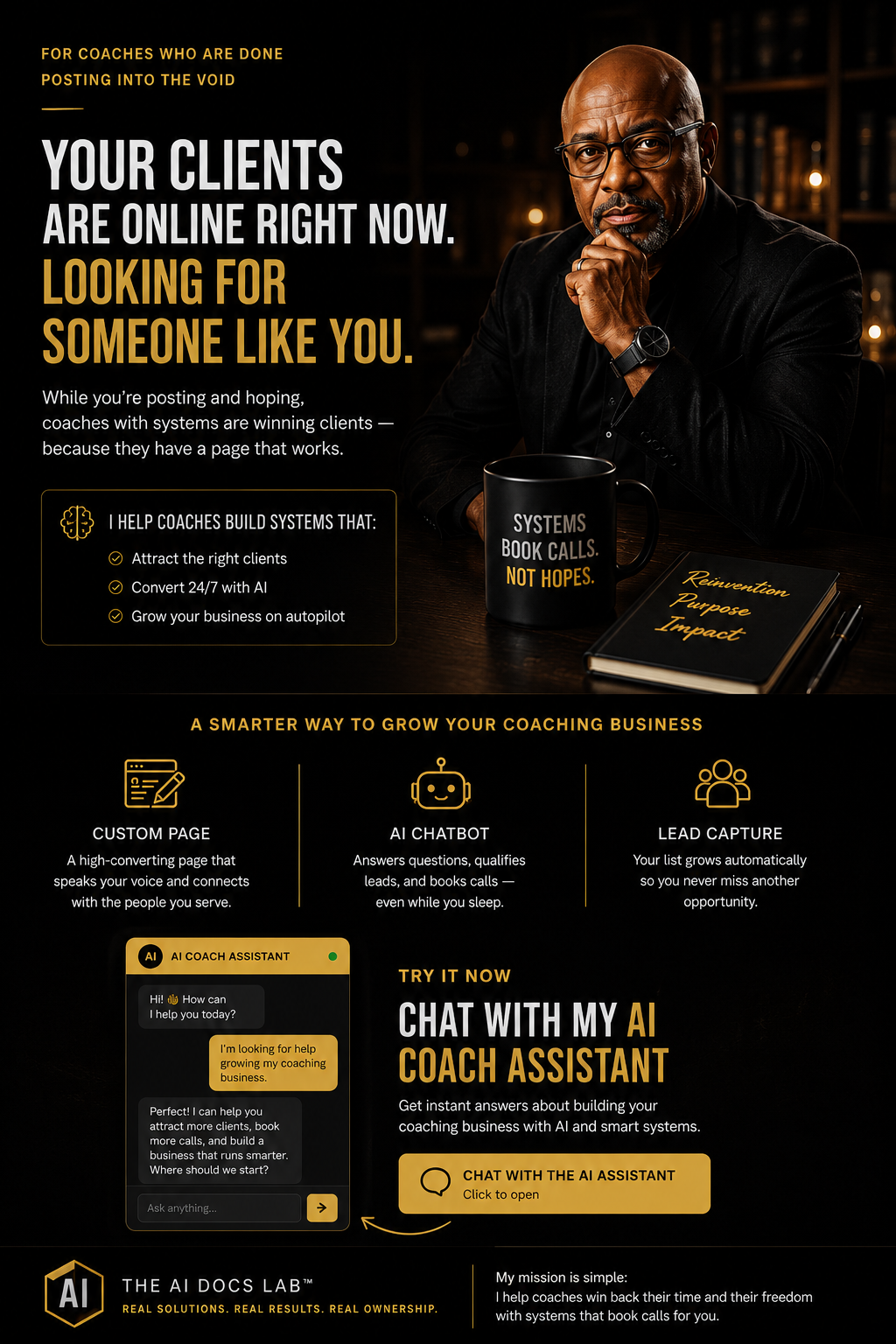 AI business coach landing page – The AI Docs Lab