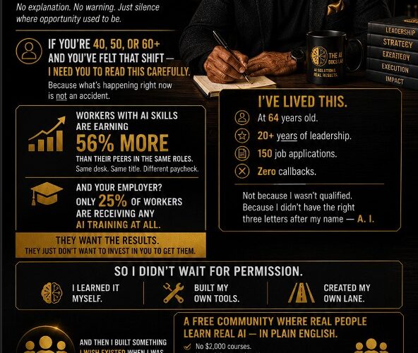 Black man 64 years old with 30 years of leadership experience teaching AI
