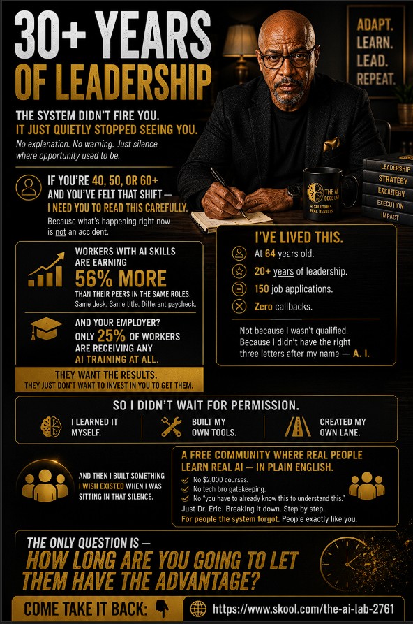 Black man 64 years old with 30 years of leadership experience teaching AI